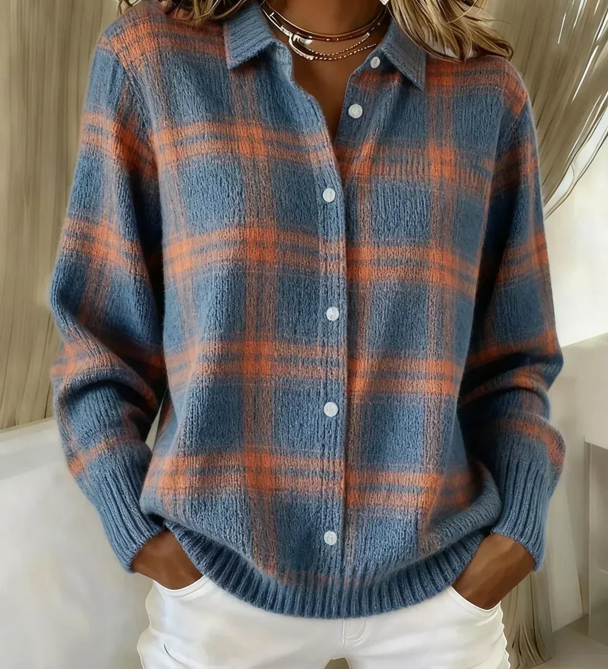 Tereza™ | Měkký pletený károvaný cardigan