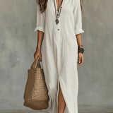 Claudia • Dlhé čierne voľné šaty s gombíkmi