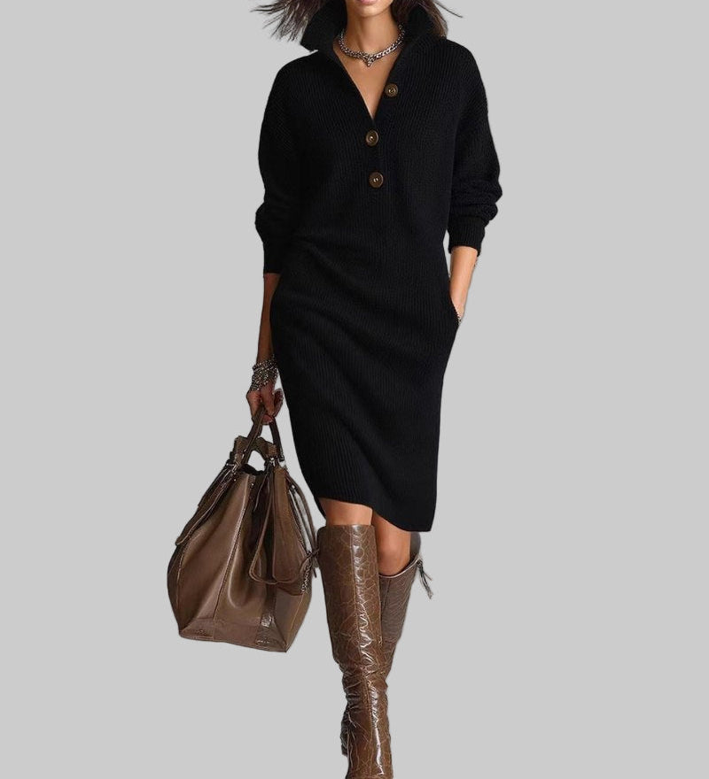 Magdaléna™ - Elegantní Zimní Šaty s Knoflíky