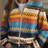 Yseult™ | Multicolor Zigzag Pruhovaný Pletený Kardigan