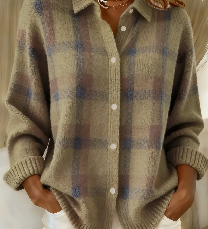 Tereza™ | Měkký pletený károvaný cardigan