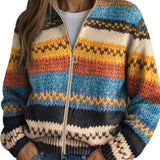 Yseult™ | Multicolor Zigzag Pruhovaný Pletený Kardigan