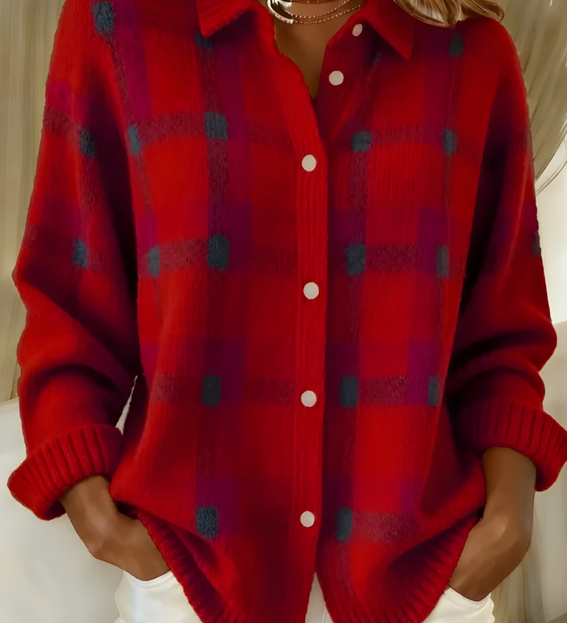 Tereza™ | Měkký pletený károvaný cardigan