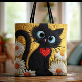 Borsa Artigianale - Čierna mačka s margarétkami