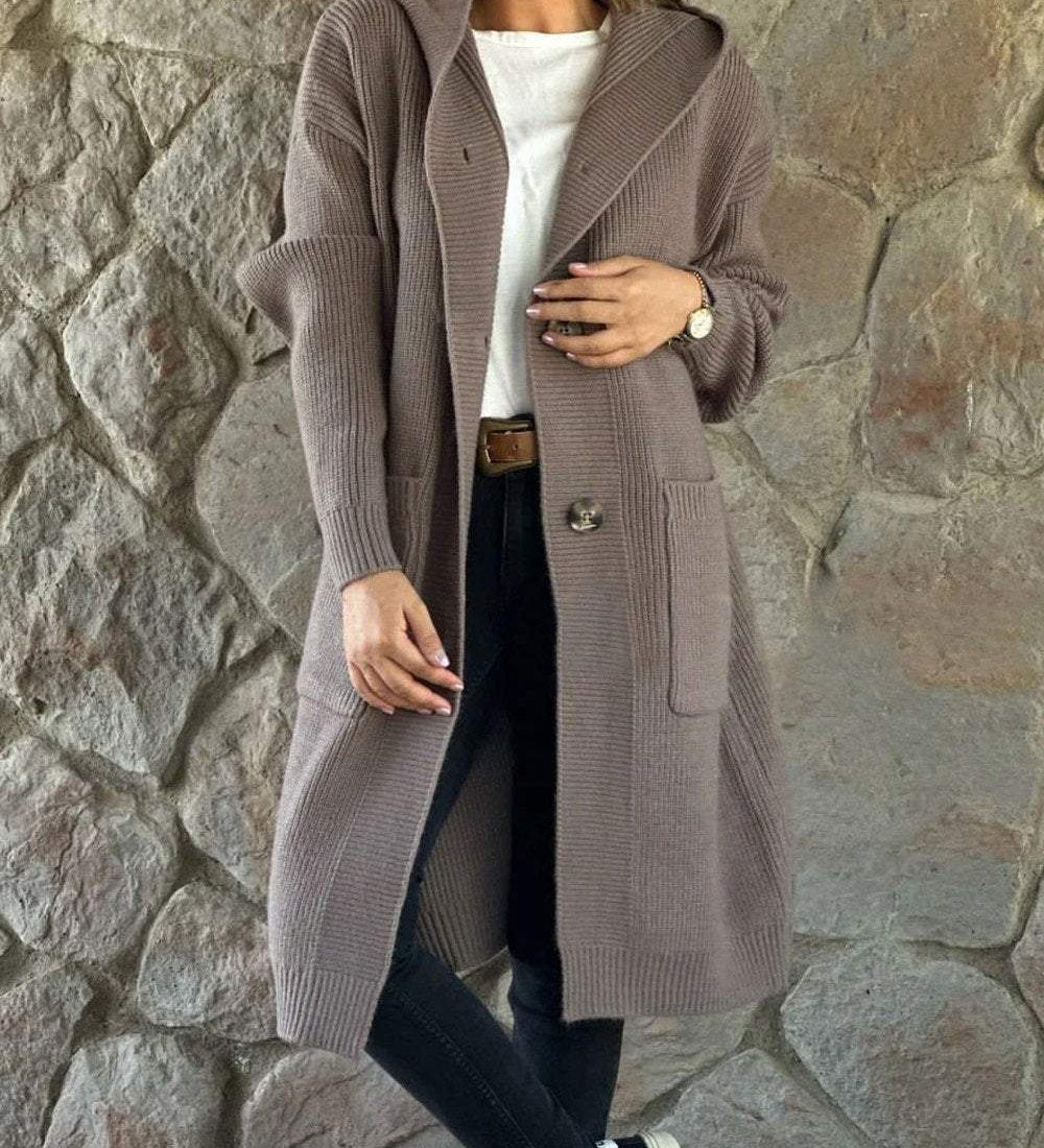 Lina | Elegantní pletený kabát pro ženy s kapucí