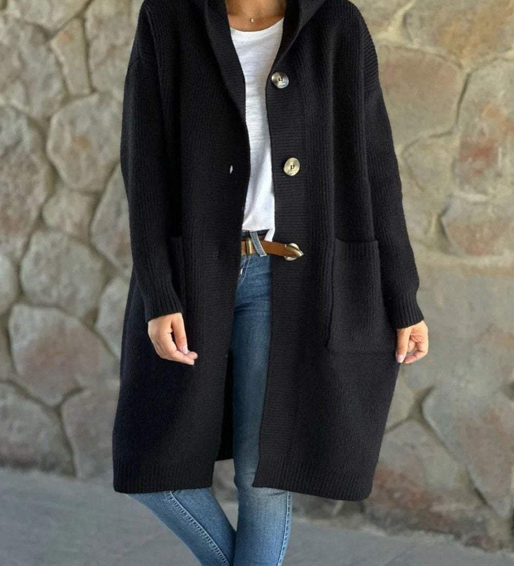 Lina | Elegantní pletený kabát pro ženy s kapucí