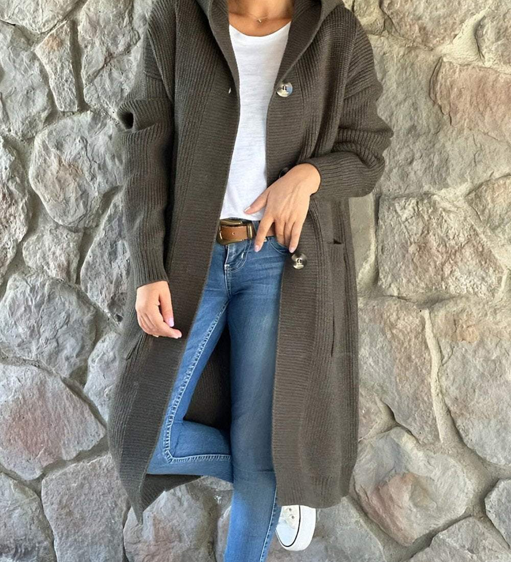 Lina | Elegantní pletený kabát pro ženy s kapucí
